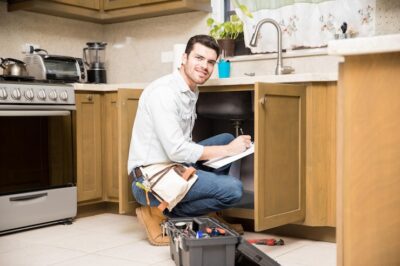 portrait attractive hispanic handyman writing work estimate before fixing kitchen sink 662251 2690 1